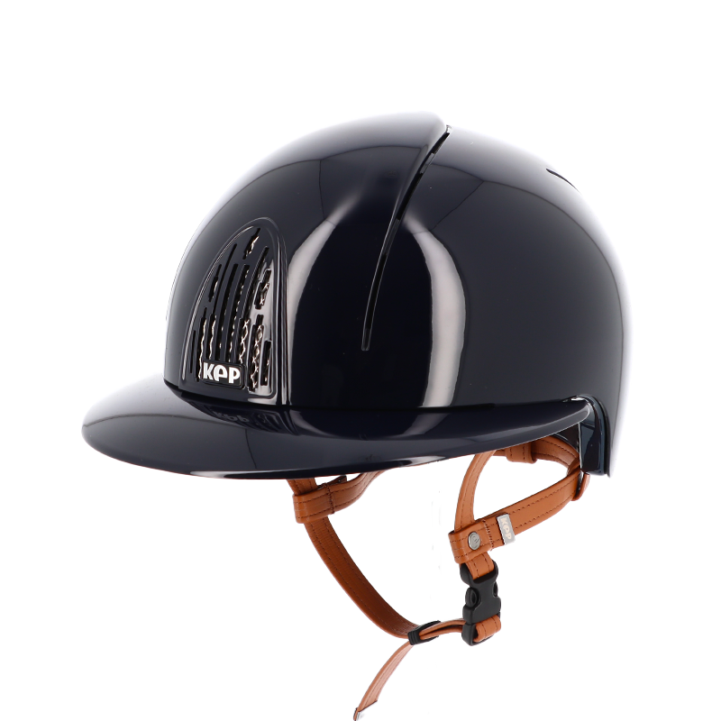 KEP - Casque d'équitation Smart Polish blue visière polo jugulaire beige | - Ohlala