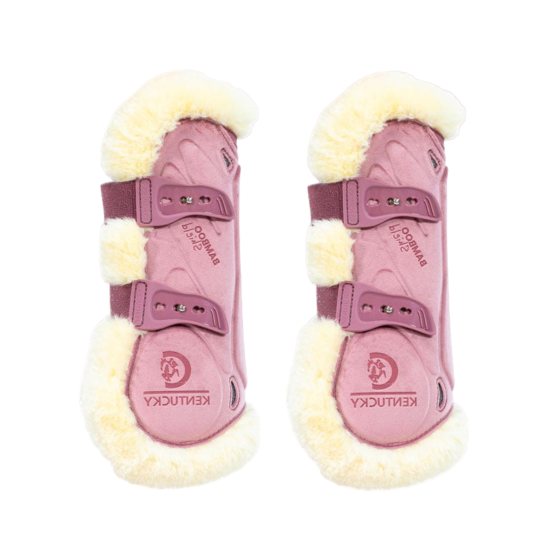 Kentucky Horsewear - Guêtres ouvertes mouton vegan Bamboo Elastic Velvet vieux rose | - Ohlala