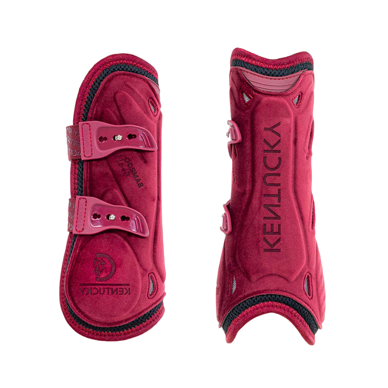 Kentucky Horsewear - Guêtres ouvertes Bamboo Elastic Velvet bordeaux | - Ohlala