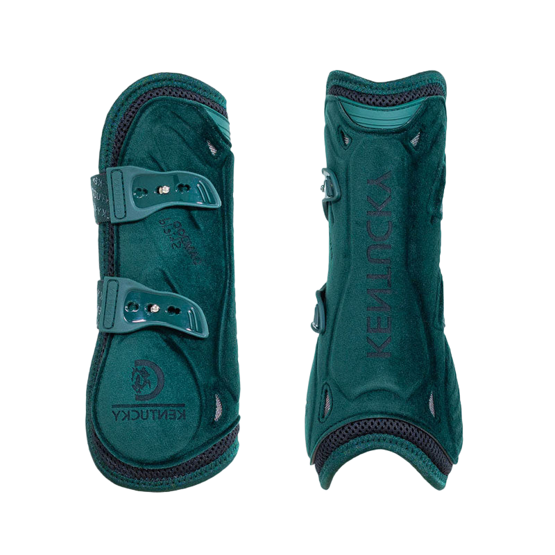 Kentucky Horsewear - Guêtres ouvertes Bamboo Elastic Velvet vert foncé | - Ohlala