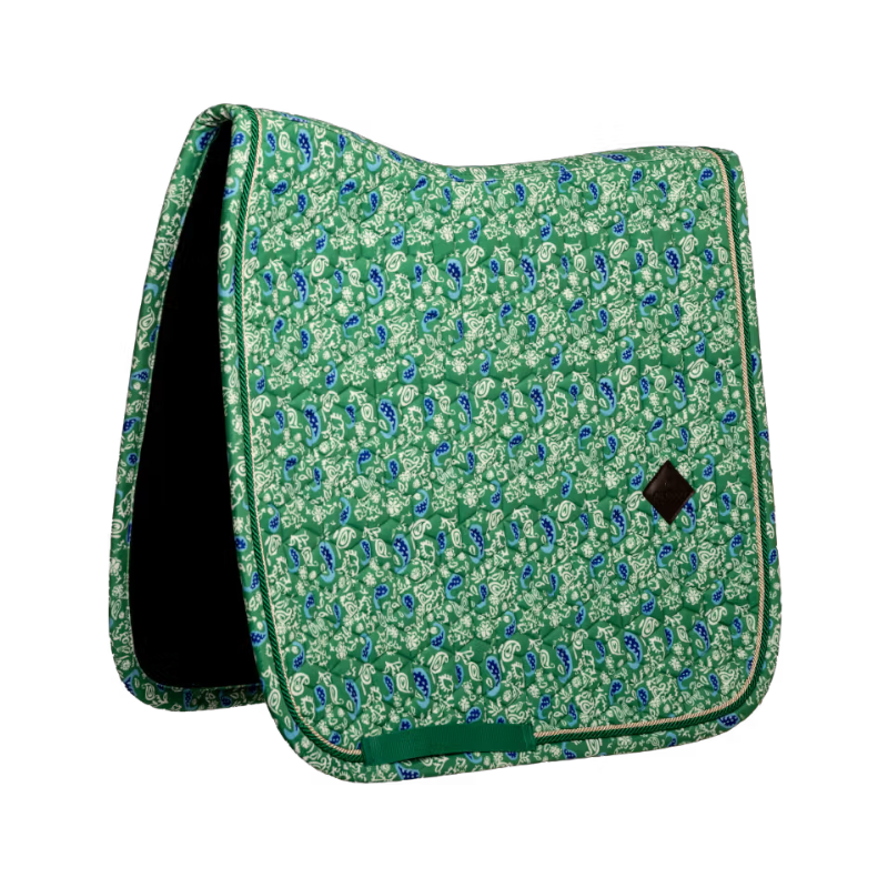 Kentucky Horsewear - Tapis de dressage Velvet Printing paisley garden vert/ marine | - Ohlala