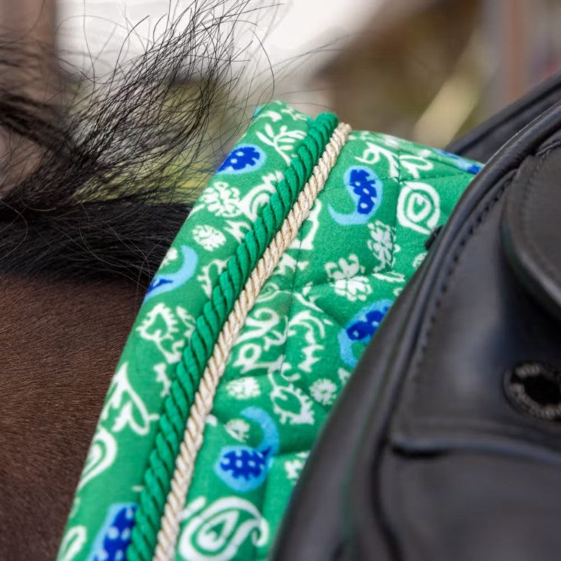 Kentucky Horsewear - Tapis de dressage Velvet Printing paisley garden vert/ marine | - Ohlala