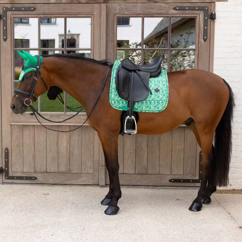 Kentucky Horsewear - Tapis de dressage Velvet Printing paisley garden vert/ marine | - Ohlala