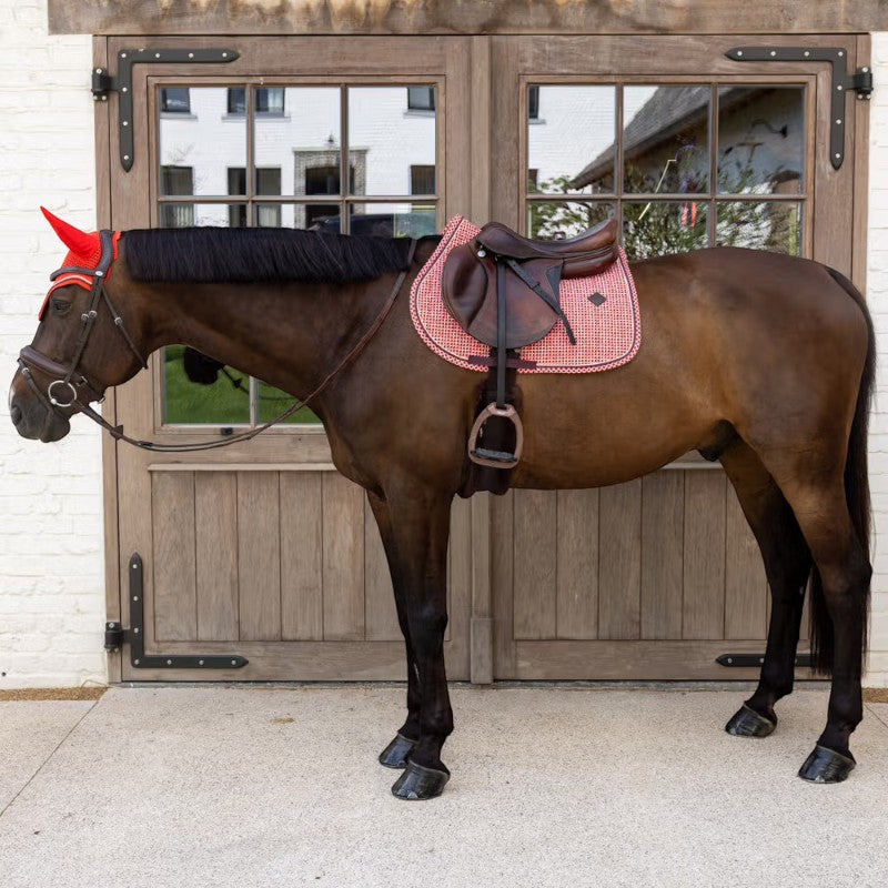 Kentucky Horsewear - Tapis de selle Velvet Printing check rouge | - Ohlala