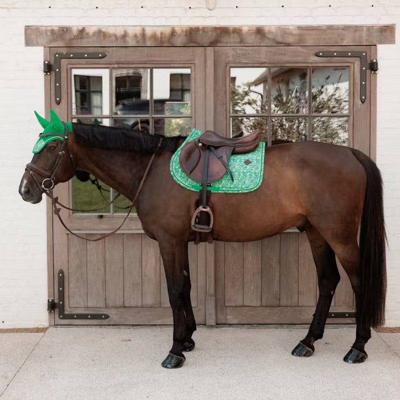 Kentucky Horsewear - Tapis de selle Velvet Printing paisley garden vert/ marine | - Ohlala