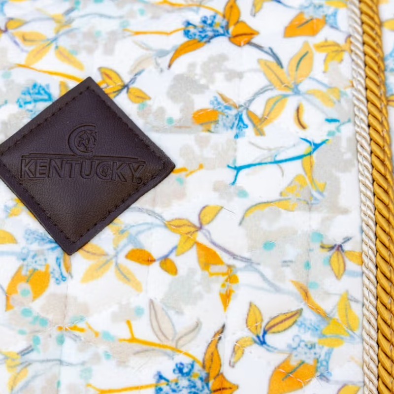 Kentucky Horsewear - Tapis de selle Velvet Printing spring leaves whispers marron/ blanc | - Ohlala