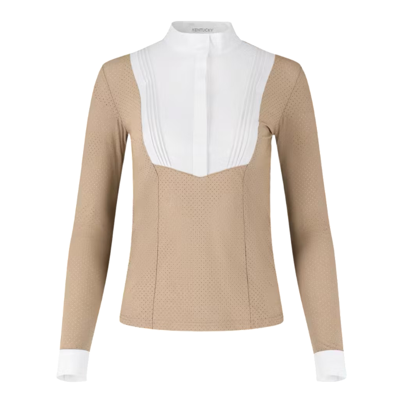 Kentucky Horsewear - Polo de concours manches longues femme Heritage Air beige | - Ohlala