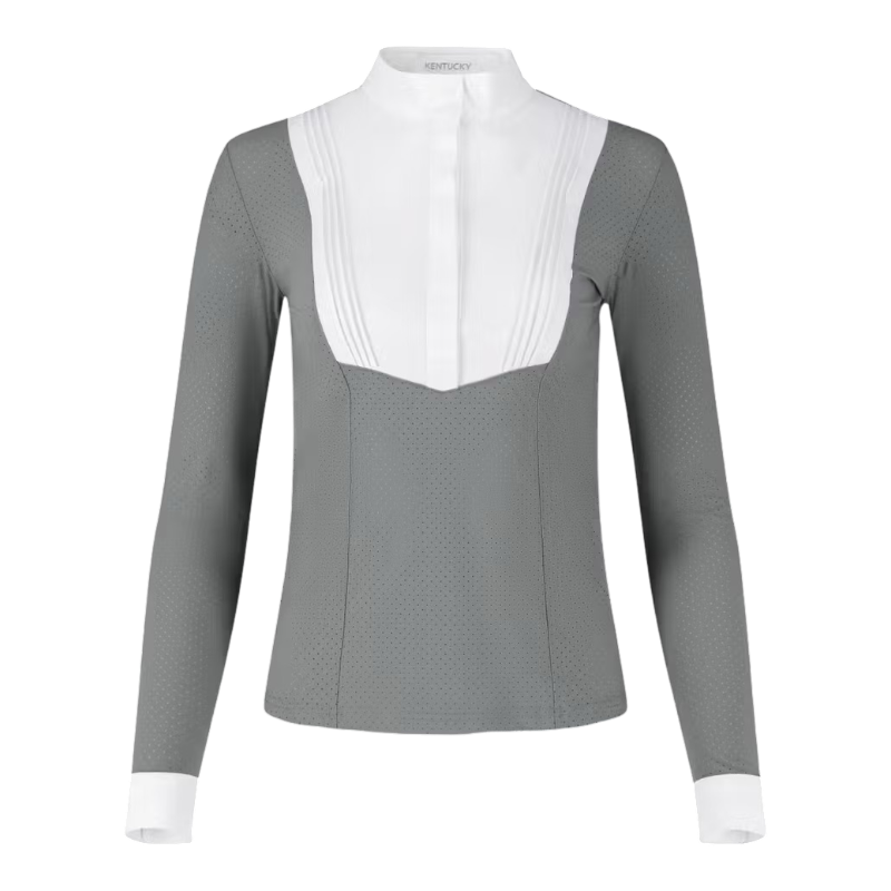 Kentucky Horsewear - Polo de concours manches longues femme Heritage Air gris | - Ohlala