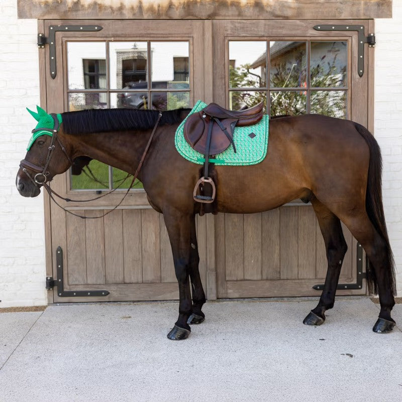 Kentucky Horsewear - Tapis de selle Velvet Printing maze cipher vert/ blanc | - Ohlala