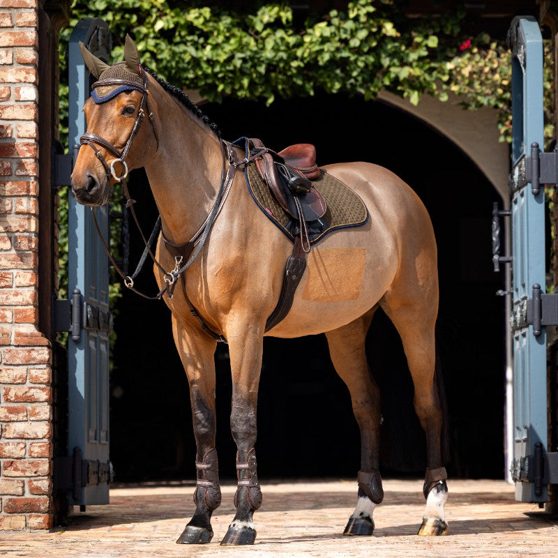 Lemieux - Tapis de selle Square en suédine Alpine kaki/ marron | - Ohlala