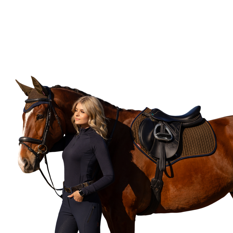 Lemieux - Tapis de selle Square en suédine Alpine kaki/ marron | - Ohlala