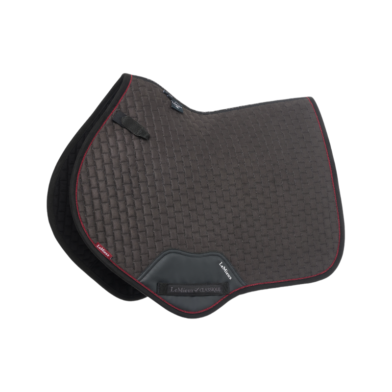 Lemieux - Tapis de selle Square en suédine Cinder gris/ bordeaux | - Ohlala