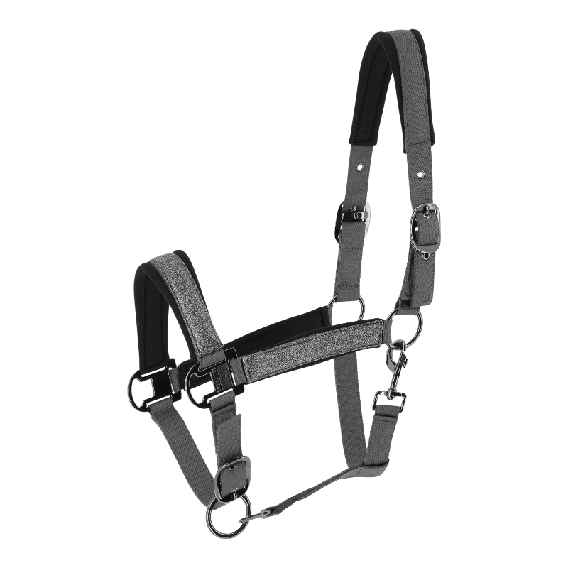 Equithème - Licol en nylon Glowy gris/ argent