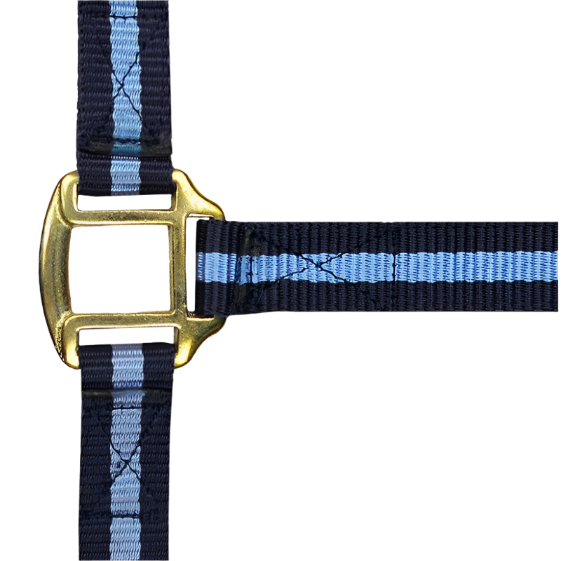 Norton - Licol nylon doublé cuir marine/ ciel | - Ohlala