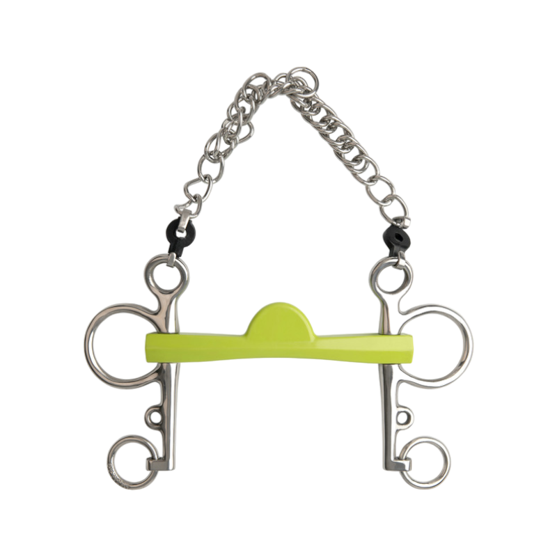 Metalab - Mors pelham Flexi Soft droit demi-lune branches longues vert | - Ohlala