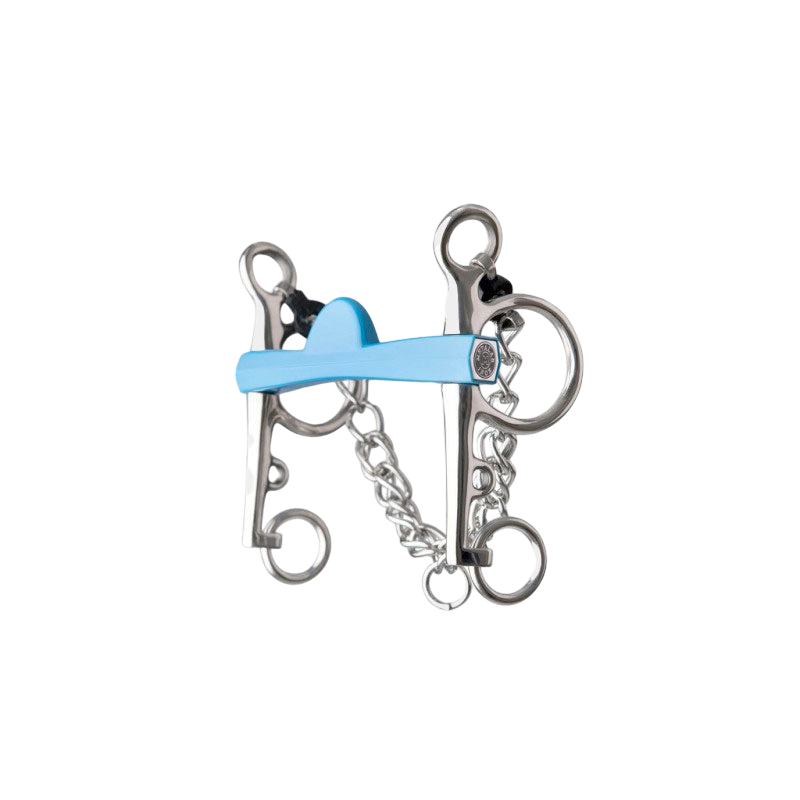 Metalab - Mors Pelham Flexi droit demi-lune branches longues bleu | - Ohlala