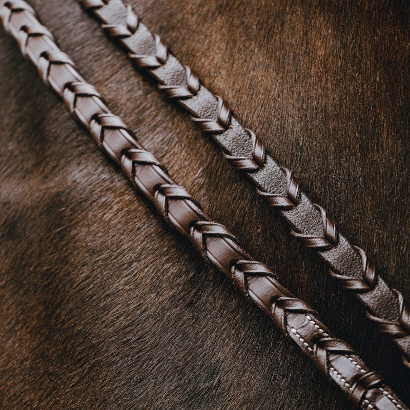 Norton - Rênes tressées 13 mm havane | - Ohlala