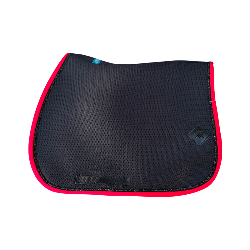 Oxxer - Tapis de selle Mesh noir/ rouge paillettes noires | - Ohlala