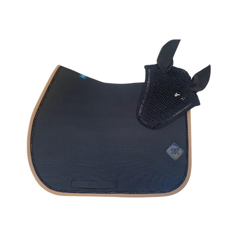 Oxxer - Tapis de selle Mesh noir/ cuivre paillettes noires | - Ohlala
