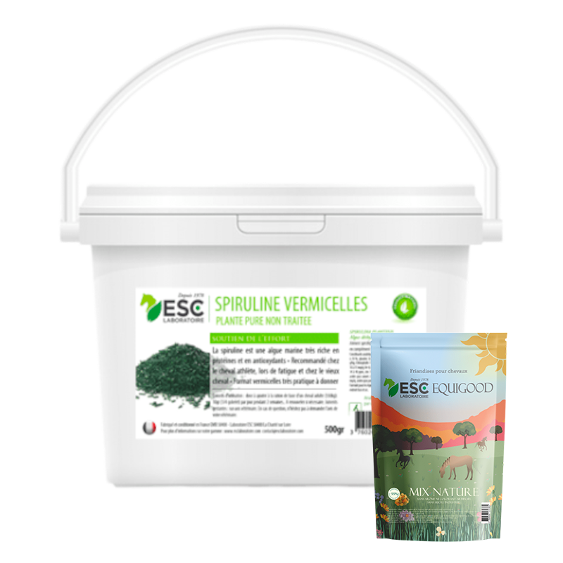ESC Laboratoire - Pack complément alimentaire Spiruline vermicelles + friandises Equigood Mix | - Ohlala