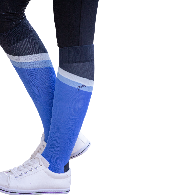 Pénélope - Chaussettes d'équitation Fun bleu et blanc (x2) | - Ohlala