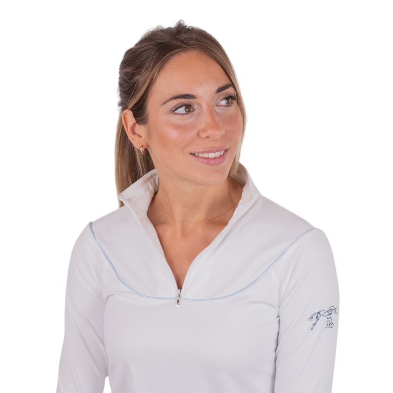 Pénélope - Polo de concours manches longues femme Toscane blanc | - Ohlala