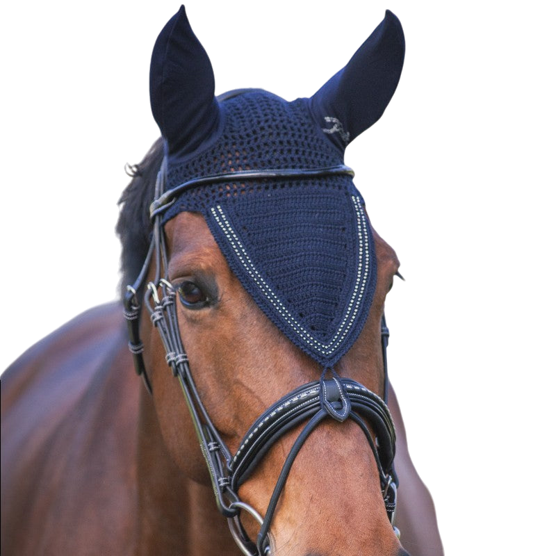 Pénélope - Bonnet pour chevaux long Strass marine | - Ohlala