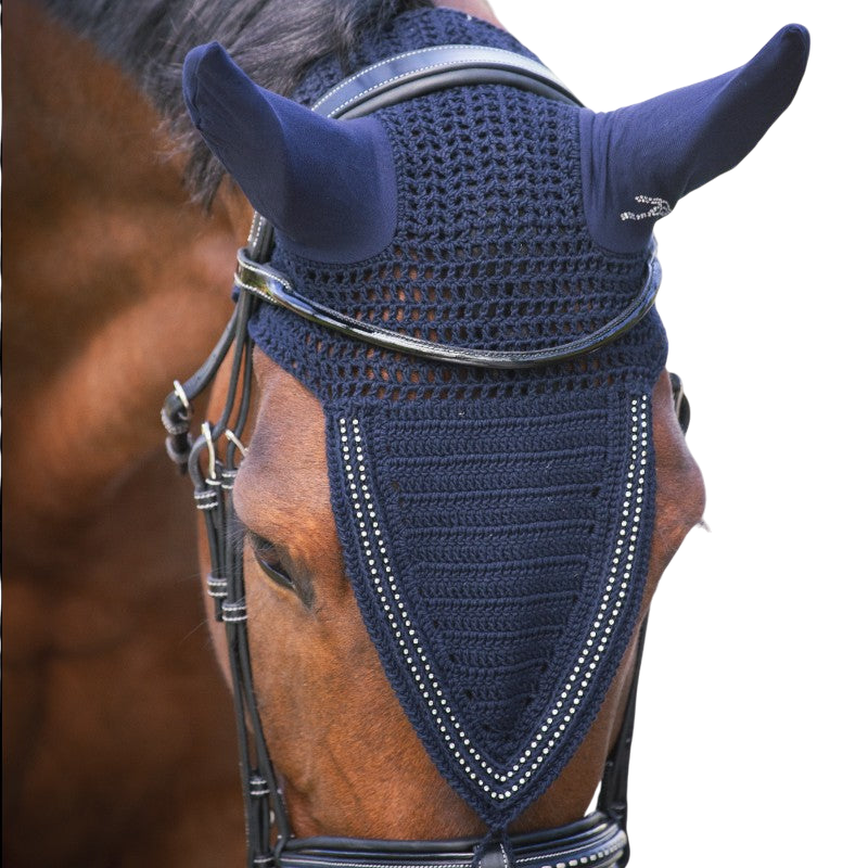 Pénélope - Bonnet pour chevaux long Strass marine | - Ohlala
