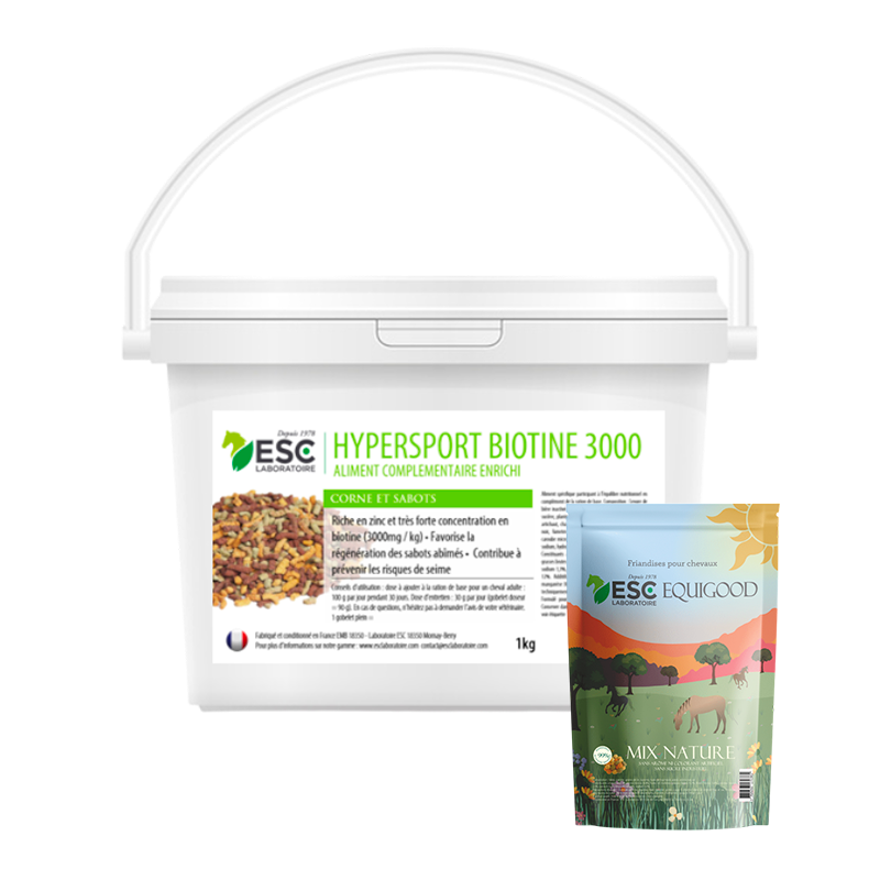 ESC Laboratoire - Pack complément alimentaire Hypersport Biotine + friandises Equigood Mix | - Ohlala