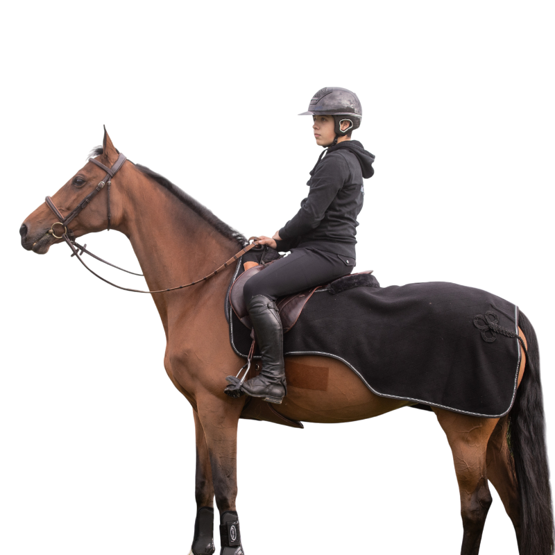 Paddock Sports - Couvre-reins polaire Diagonal noir | - Ohlala