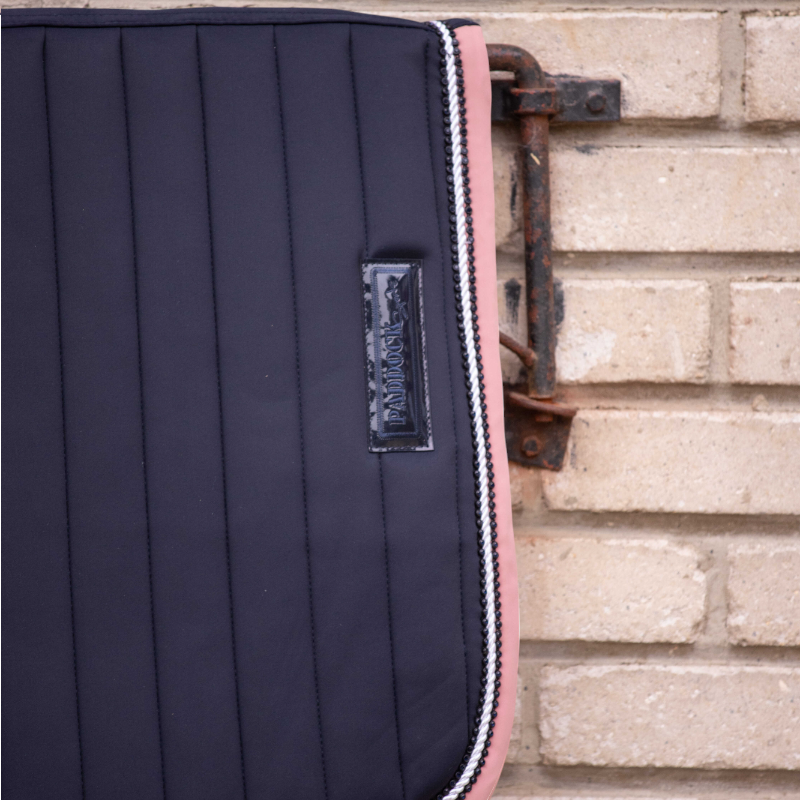 Paddock Sports - Tapis de selle Verticali marine/rose | - Ohlala