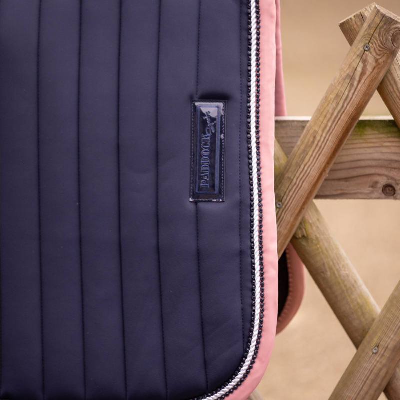 Paddock Sports - Tapis de selle Verticali marine/rose | - Ohlala
