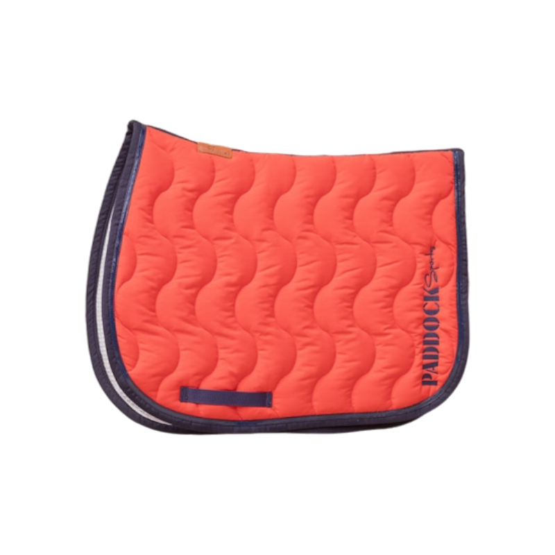 Paddock Sports - Tapis de selle Wavy orange/ marine | - Ohlala