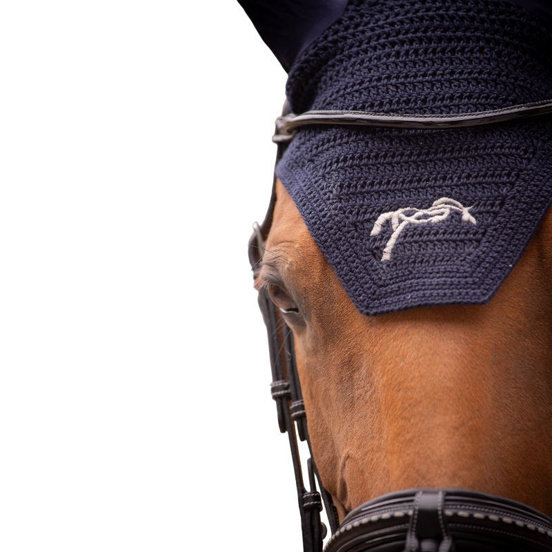 Pénélope - Bonnet pour chevaux coton marine | - Ohlala