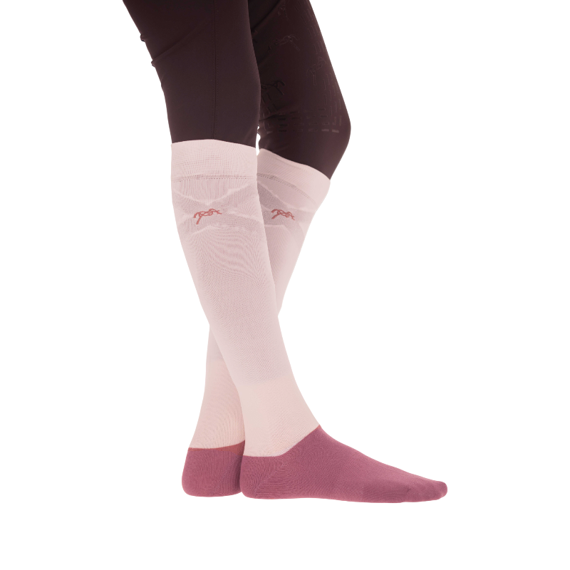 Pénélope - Chaussettes d'équitation Gummy blanc/ rose | - Ohlala