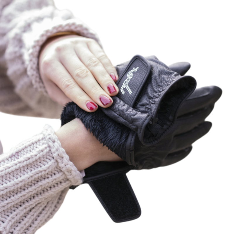 Pénélope - Gants d'équitation Lyoni noir | - Ohlala