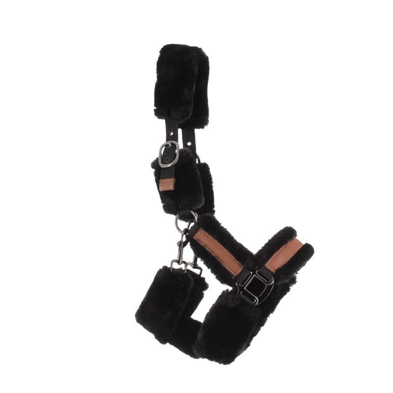 Pénélope - Licol mouton et cuir noir/ noir | - Ohlala