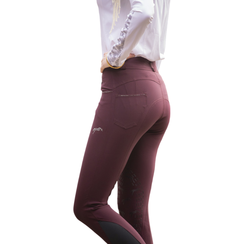 Pénélope - Pantalon d'équitation femme Fun Stone prune | - Ohlala
