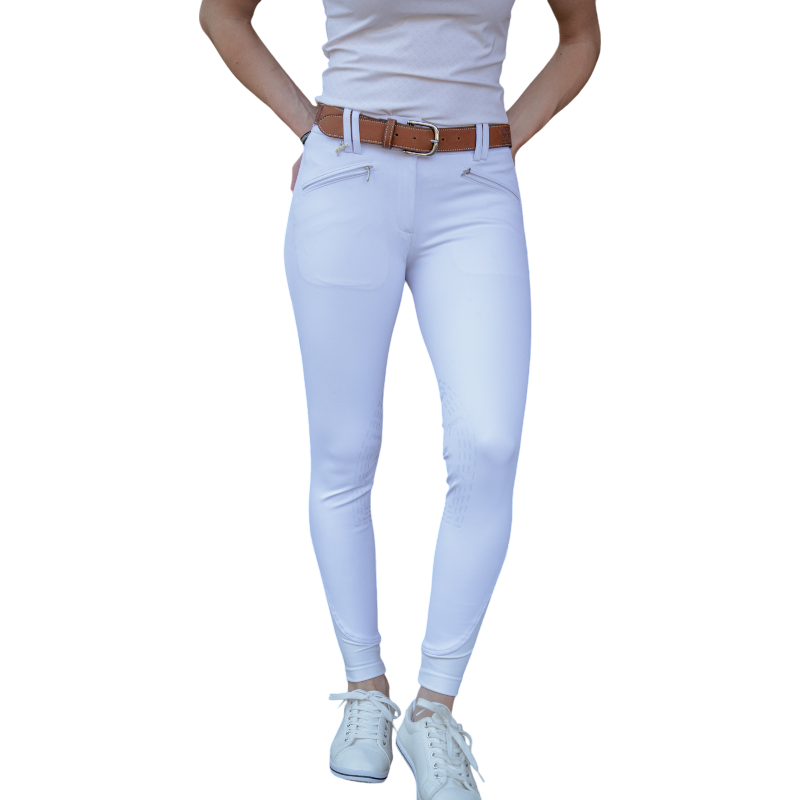 Pénélope - Pantalon d'équitation femme Rocky blanc taille mi-haute | - Ohlala