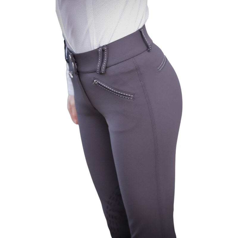 Pénélope - Pantalon d'équitation femme Rocky gris anthracite taille mi-haute | - Ohlala