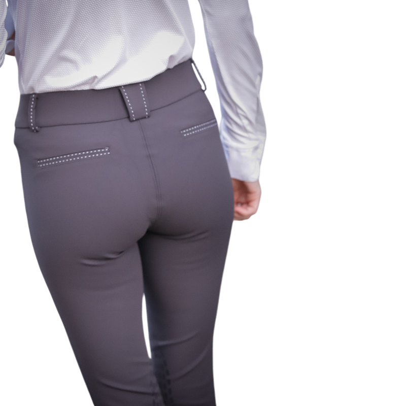 Pénélope - Pantalon d'équitation femme Rocky gris anthracite taille mi-haute | - Ohlala