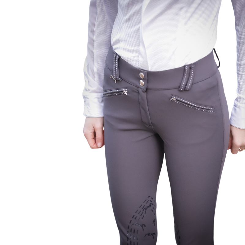Pénélope - Pantalon d'équitation femme Rocky gris anthracite taille mi-haute | - Ohlala