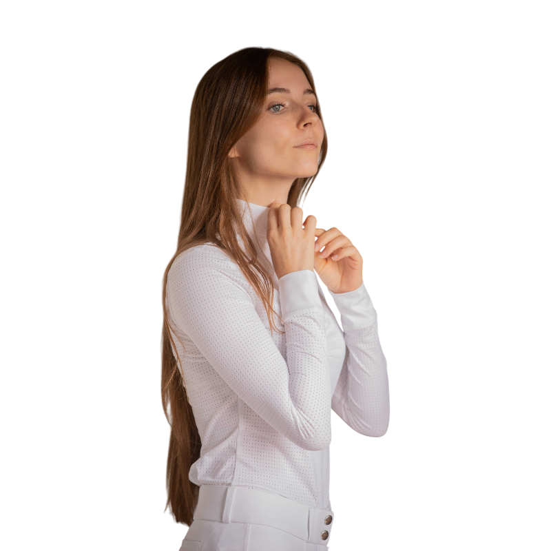 Pénélope - Polo de concours manches longues femme Florence blanc | - Ohlala