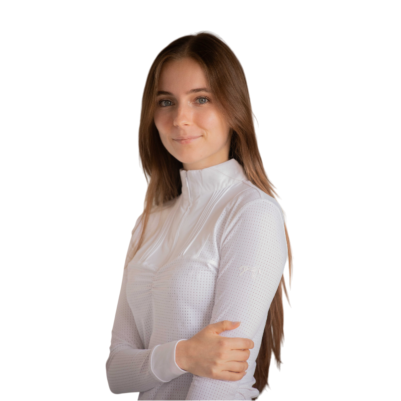 Pénélope - Polo de concours manches longues femme Florence blanc | - Ohlala