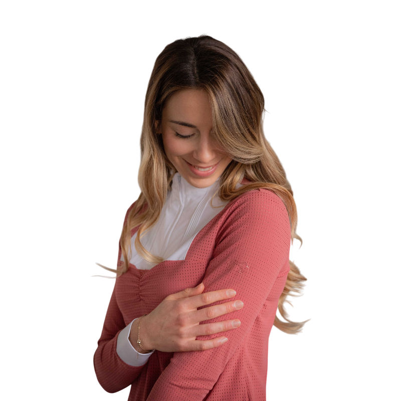 Pénélope - Polo de concours manches longues femme Florence terracotta | - Ohlala