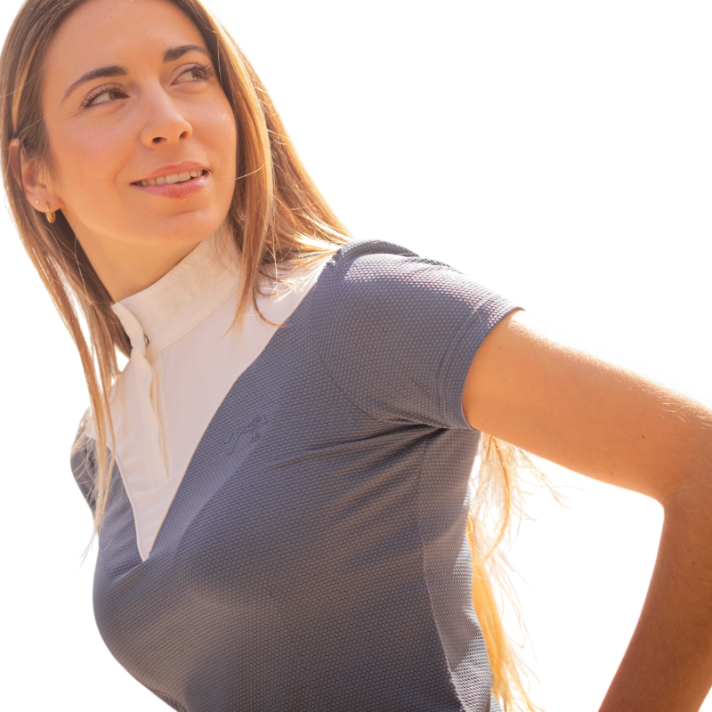 Pénélope - Polo de concours manches courtes femme Las Honey bering sea | - Ohlala