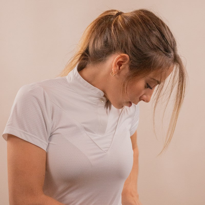 Pénélope - Polo de concours manches courtes femme Moon Mesh blanc | - Ohlala