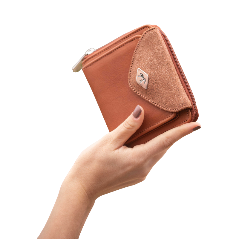 Pénélope - Porte monnaie Clémence cognac glitter | - Ohlala