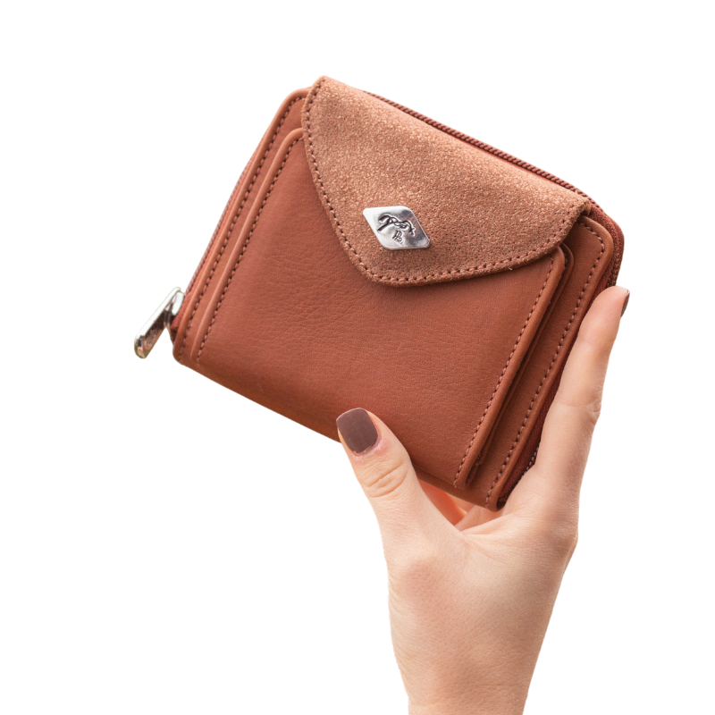 Pénélope - Porte monnaie Clémence cognac glitter | - Ohlala