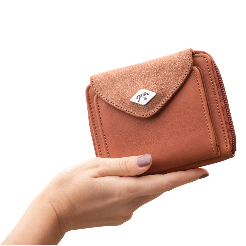 Pénélope - Porte monnaie Clémence cognac glitter | - Ohlala